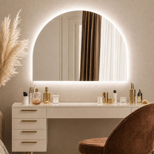 Tulup Oglindă de Perete Arcuită cu Iluminare LED 90x70cm