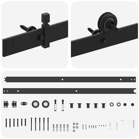 vidaXL Μηχανισμός Συρόμενης Πόρτας 183cm Μαύρος