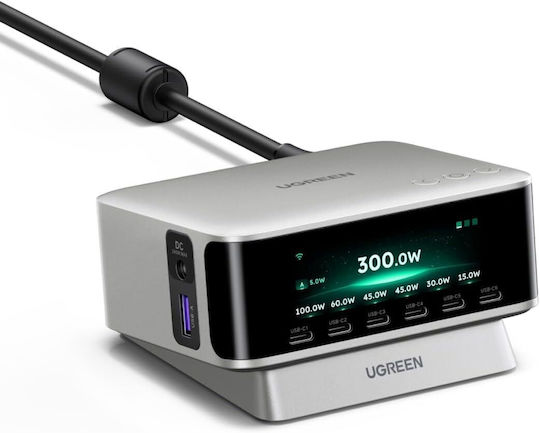 Ugreen Βάση Φόρτισης GaN με Θύρα USB-A και 6 Θύρες USB-C 300W Power Delivery / Quick Charge 3.0 Space Grey