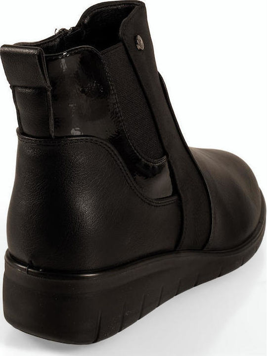 Damen-Stiefeletten aus schwarzem Lackleder