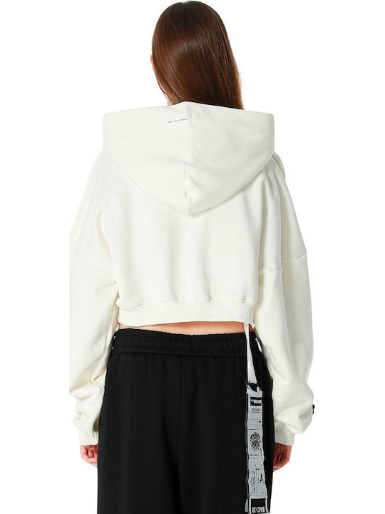 Mod Wave Movement Cropped-Damen-Hoodie White