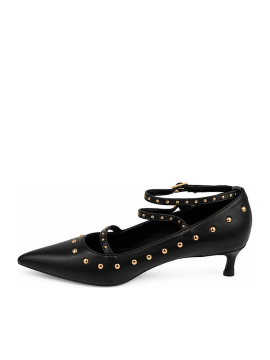Black Mid Heel Shoes WS-C614-27HH-BLACK