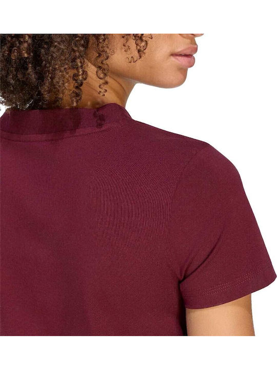 adidas Essentials 3 Stripes Slim T-Shirt Μπορντό
