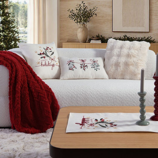 Коледна Декоративна Възглавница 45x45 Nef Nef Happy Holidays Екрю 45x45