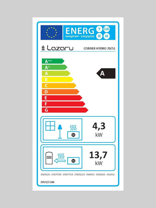 Lazaru Holz-Kamineinsatz mit Heizfunktion 18 kW, rechte Ecke, mit zu öffnender Tür und geschlossenem Ausdehnungsgefäß