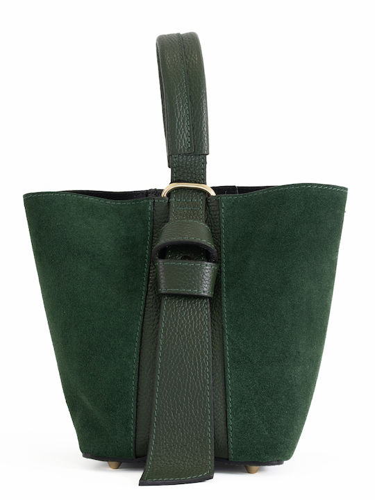 Set Ledertasche für Damen in Olivgrün