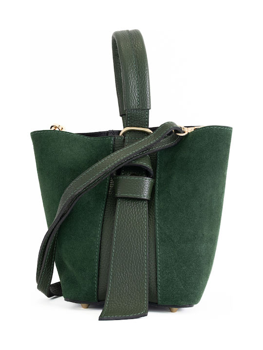 Set Ledertasche für Damen in Olivgrün