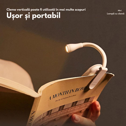 Lămpă de Citit LED cu Clește Alb