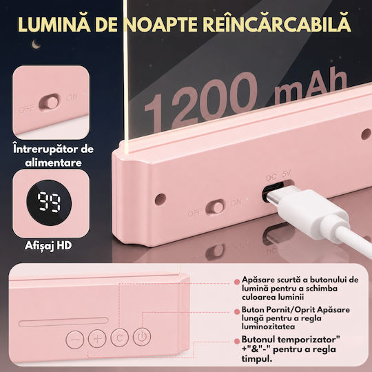 Lămpă de Citit LED cu Clește Roz