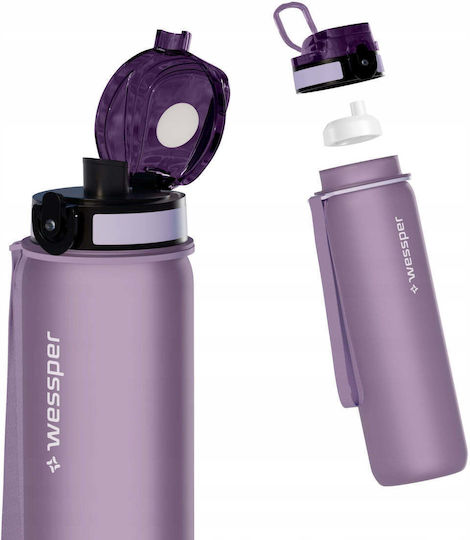 Wessper Sticlă de Apă din Plastic cu Capac cu Filet Violetă 500ml