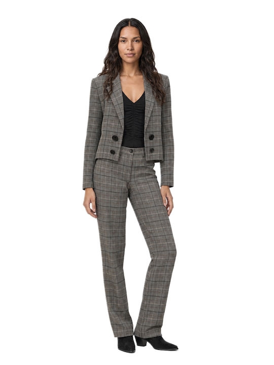 C. Manolo Kurzer Damenblazer Grau-Beige