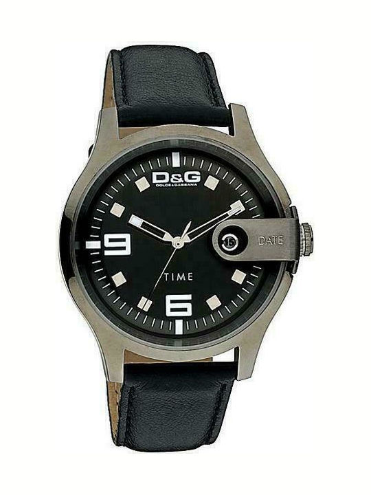 Dolce & Gabbana Herrenuhr Batterie mit Schwarz Lederarmband