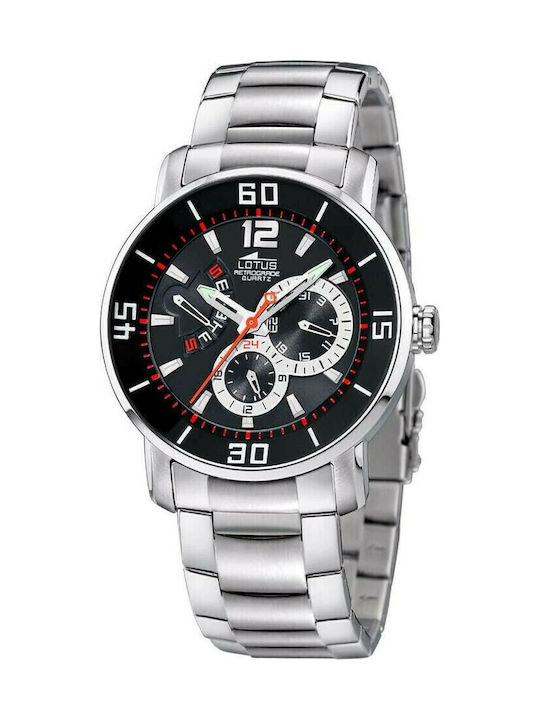 Lotus Watches Мъжки Часовник Хронограф На Батерия Сребърен Метална Гривна