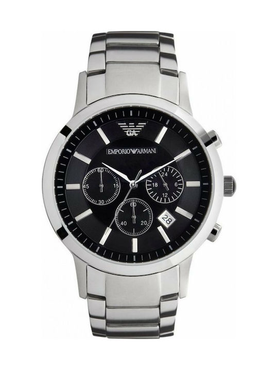 Emporio Armani Battery Chronograph Watch with Metal Bracelet Silver