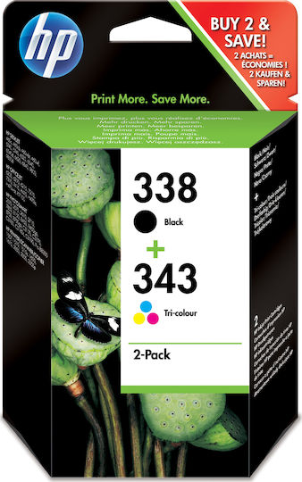 HP 338 Original Pack of 2 InkJet Printer Inks Multiple (Color) / Black (SD449EE)