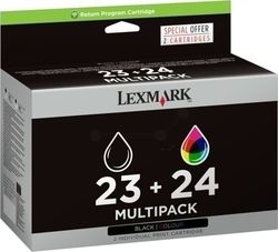 Lexmark 23 + 24 Original Pachet 2 Cartușe de Cerneală pentru Imprimantă InkJet Multiplu (culoare) / Negru (18C1419E)