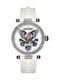 Marc Ecko Women'S Watch 40mm Battery With Leather Strap Crystal White Graffiti