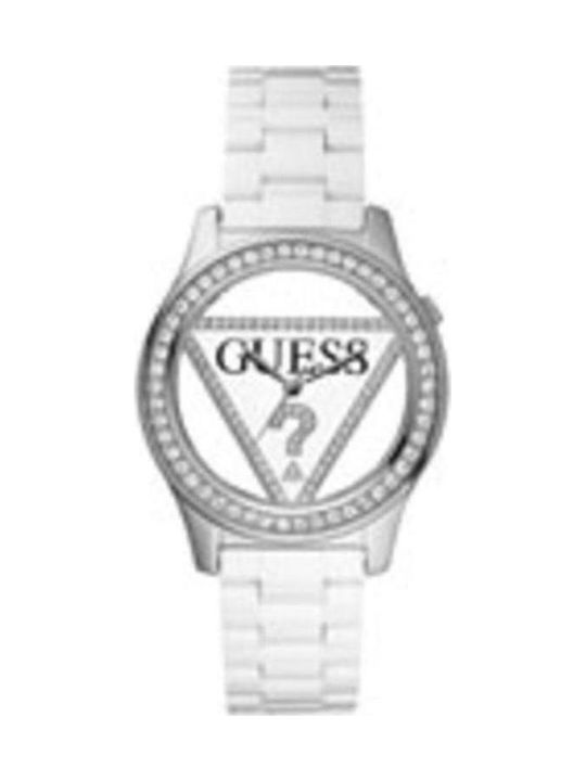 Guess Women's Watch with White Rubber Strap