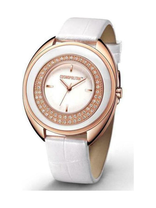 Cosmopolitan CM14401 Watch with White Leather Strap