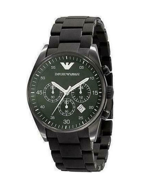 Emporio Armani Uhr Chronograph Batterie mit Schwarz Kautschukarmband