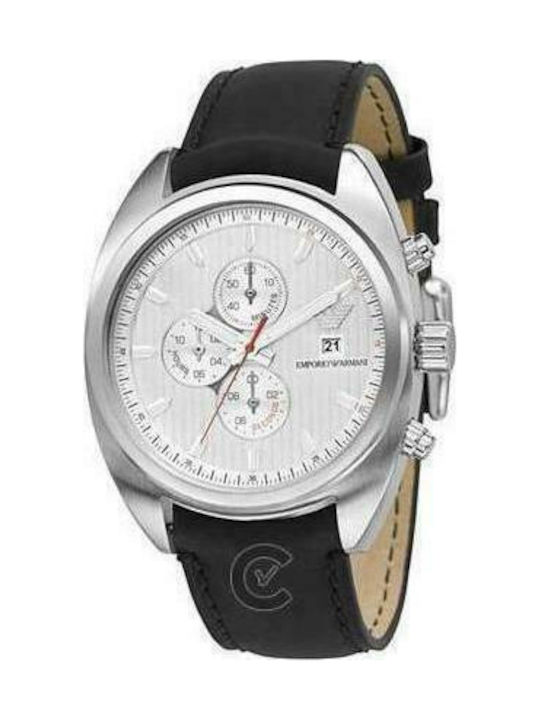 Emporio Armani Uhr Chronograph mit Schwarz Lederarmband