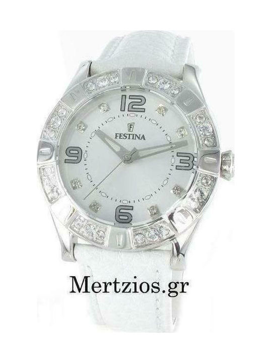 Festina Watch with White Leather Strap