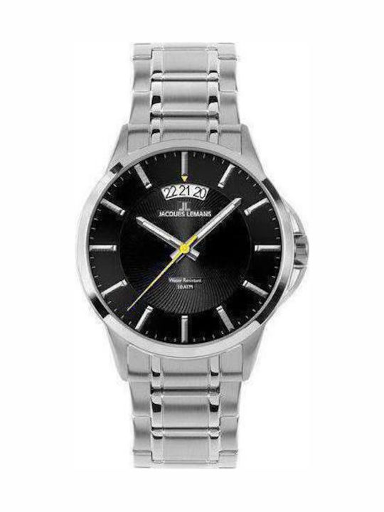 Jacques Lemans Men's Watch 42mm Battery with Silver Metal Bracelet