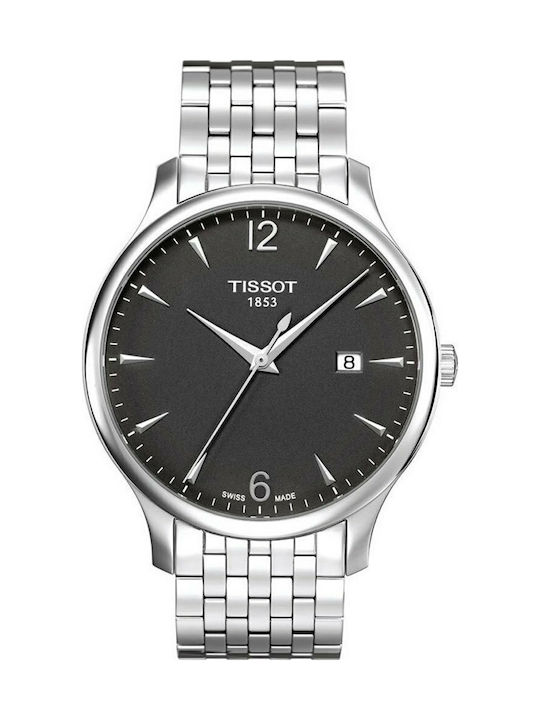 Tissot Tradition Ρολόι Μπαταρίας με Ασημί Μεταλλικό Μπρασελέ