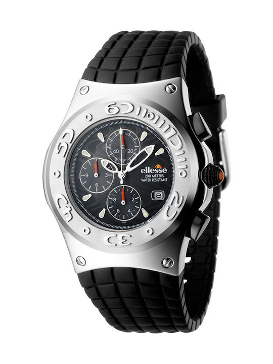 Ellesse Men's Watch 46mm Chronograph Battery with Black Rubber Strap  03-0322-002