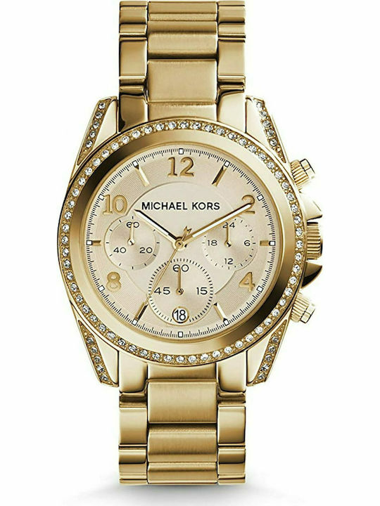 Michael Kors Blair Γυναικείο Ρολόι 38mm Χρονογράφος Μπαταρίας με Χρυσό Μεταλλικό Μπρασελέ