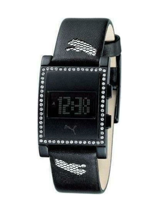 Puma PU910052002 Digital Uhr mit Schwarz Lederarmband PU910052002