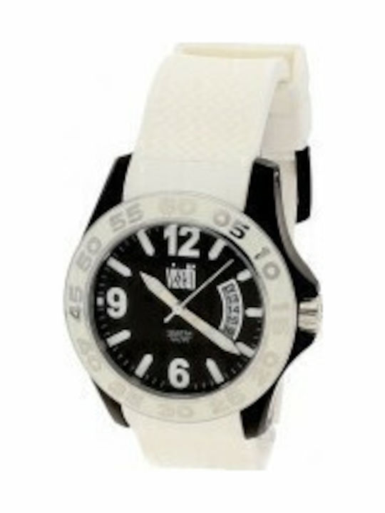 Visetti Ανδρικό Ρολόι 47mm Μπαταρίας με Λευκό Καουτσούκ Λουράκι