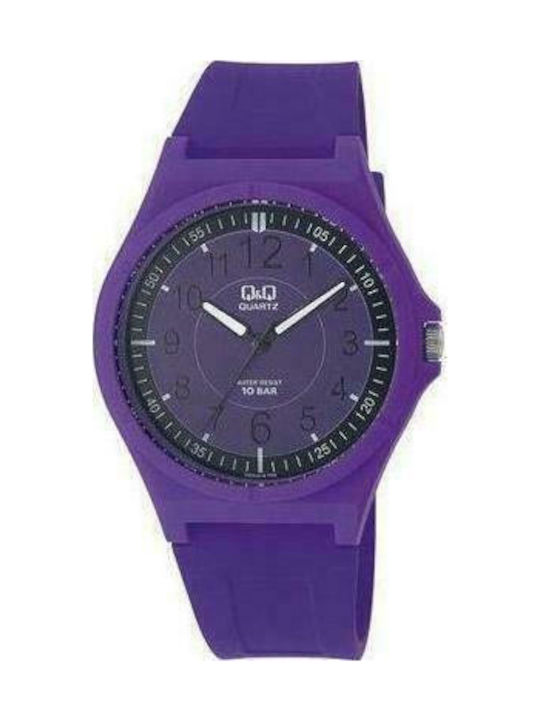 Q&Q VQ66J010Y Watch with Purple Rubber Strap VQ66J010Y