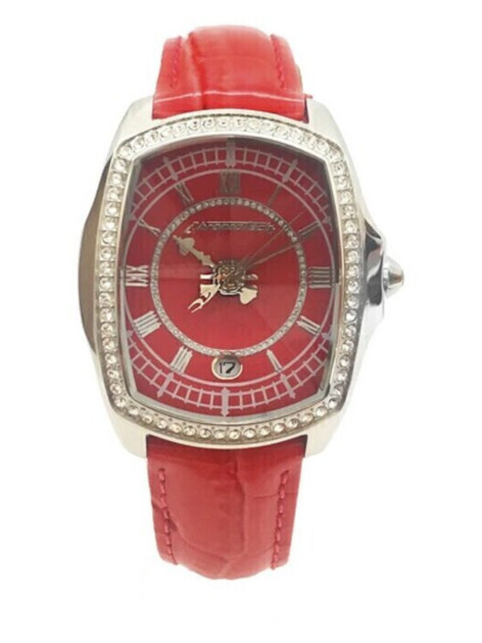 Chronotech Damen Uhr mit Rot Lederarmband