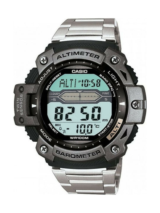 Casio Digital Ceas Baterie cu Argint Brățară metalică