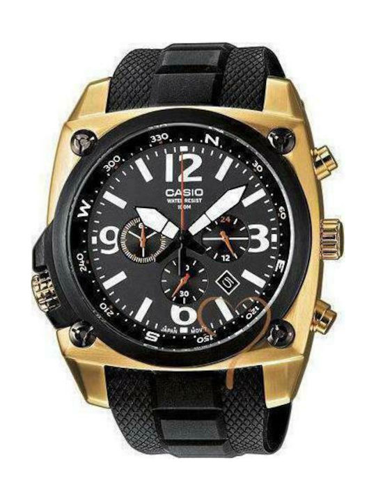 Casio Uhr Chronograph Batterie mit Schwarz Kautschukarmband