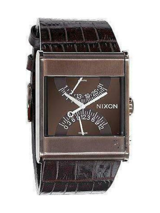 Nixon Uhr Chronograph Batterie mit Braun Lederarmband A039-1471