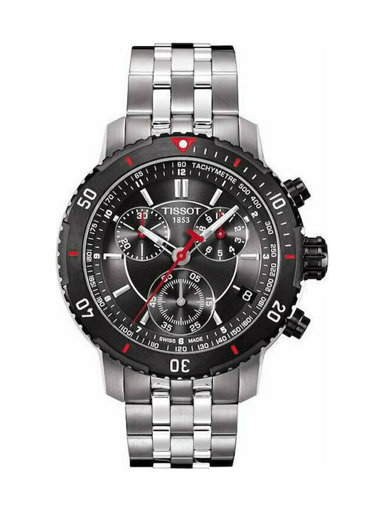 Tissot Ανδρικό Ρολόι 42mm Χρονογράφος Μπαταρίας με Ασημί Μεταλλικό Μπρασελέ