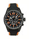 Jacques Lemans Ανδρικό Ρολόι 48mm Χρονογράφος Μπαταρίας με Μαύρο Δερμάτινο Λουράκι