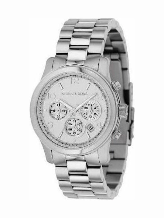 Michael Kors Runway Γυναικείο Ρολόι 38mm Χρονογράφος Μπαταρίας με Ασημί Μεταλλικό Μπρασελέ