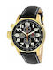 Invicta Watch Chronograph Battery with Black Leather Strap