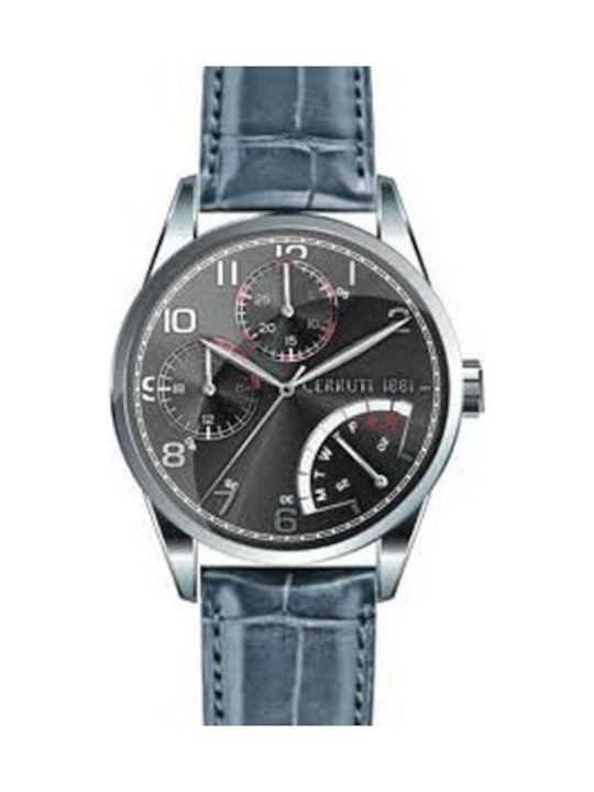 Cerruti Uhr Chronograph Batterie mit Blau Lederarmband