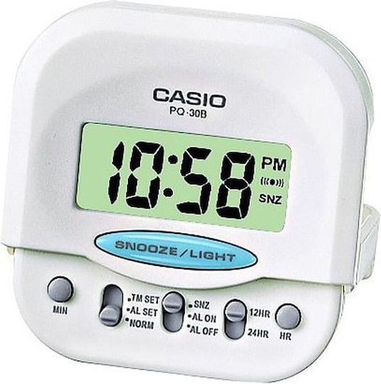 Casio Ceas De Masă Digital Led Cu Ceas Deșteptător Alb PQ-30B-7EF