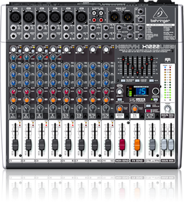 Behringer X-1222 USB Consolă Analogică 12 Canale cu Putere fantomă & 6 Intrări XLR Stand Bundle Bundle