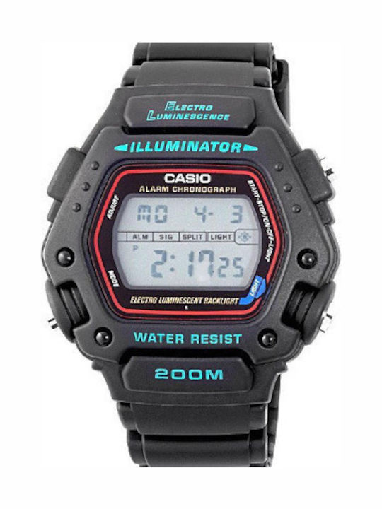 Casio Ανδρικό Ρολόι 46mm Μπαταρίας με Μαύρο Καουτσούκ Λουράκι