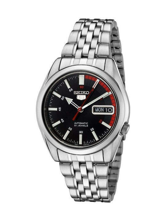 Seiko 5 Men's Watch 37mm Automatic with Silver Metal Bracelet