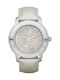 DKNY Crystals White Leather Strap