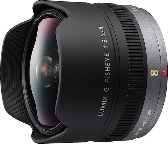 Panasonic Crop Camera Lens Lumix G 8mm f3.5 Fisheye for Micro Four Thirds (MFT) Mount Black