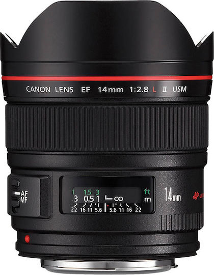 Canon Full Frame Φωτογραφικός Φακός 14mm f/2.8L II USM Wide Angle για Canon EF Mount Black