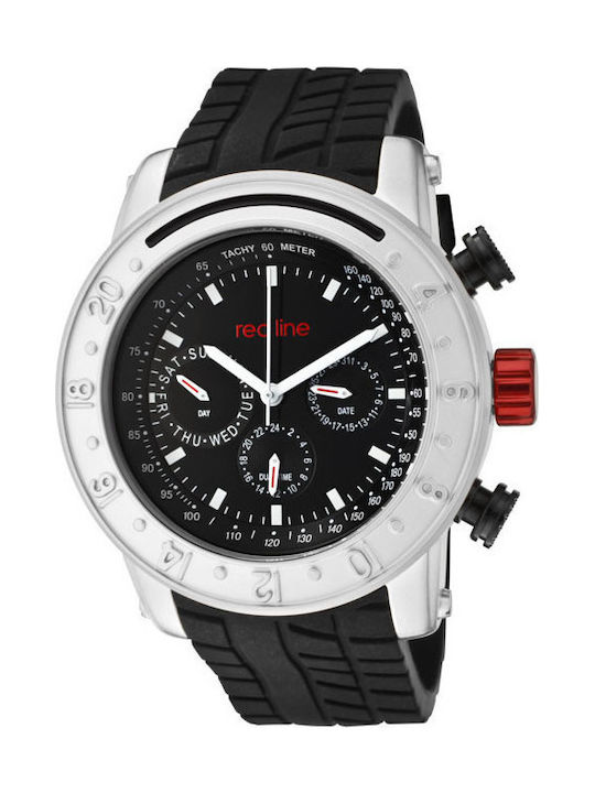 Redline RL-10122 Watch Chronograph Battery with Black Rubber Strap